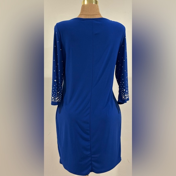 Nik & Nash New York Dress NWT Royal Blue Sleeves Sequence & Pearl Beading Sz XL. - Picture 5 of 13